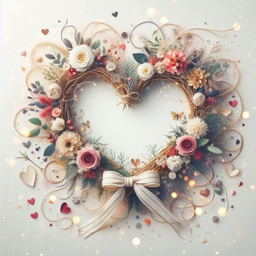 花纹蝴蝶装饰爱心花框图片